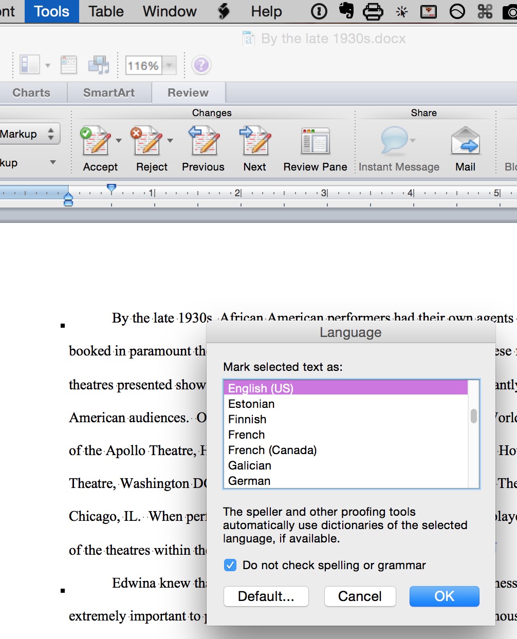 make a check mark in ms word for mac